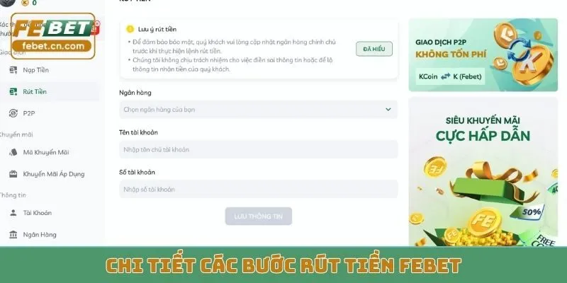 Chi tiết các bước rút tiền FEBET