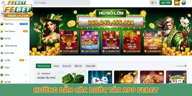 Hướng dẫn các bước tải app FEBET