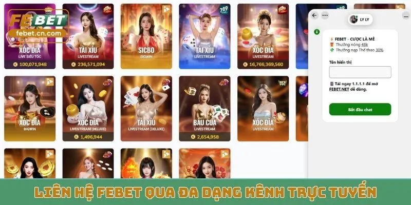 Liên hệ Febet qua đa dạng kênh trực tuyến