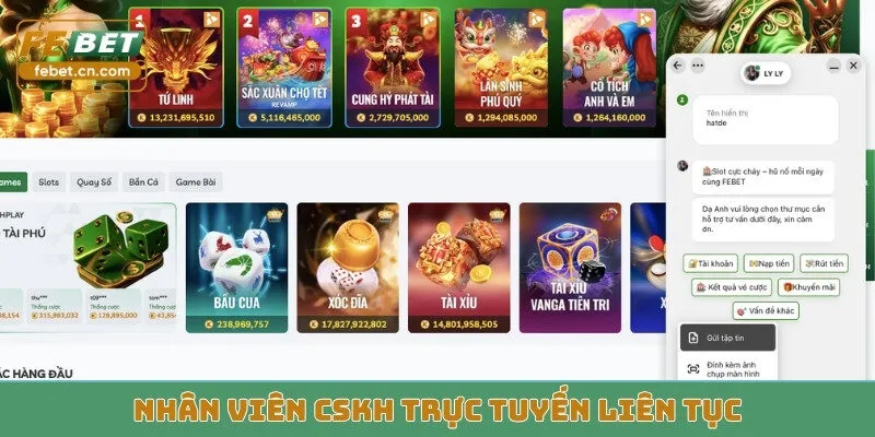 Nhân viên CSKH trực tuyến liên tục